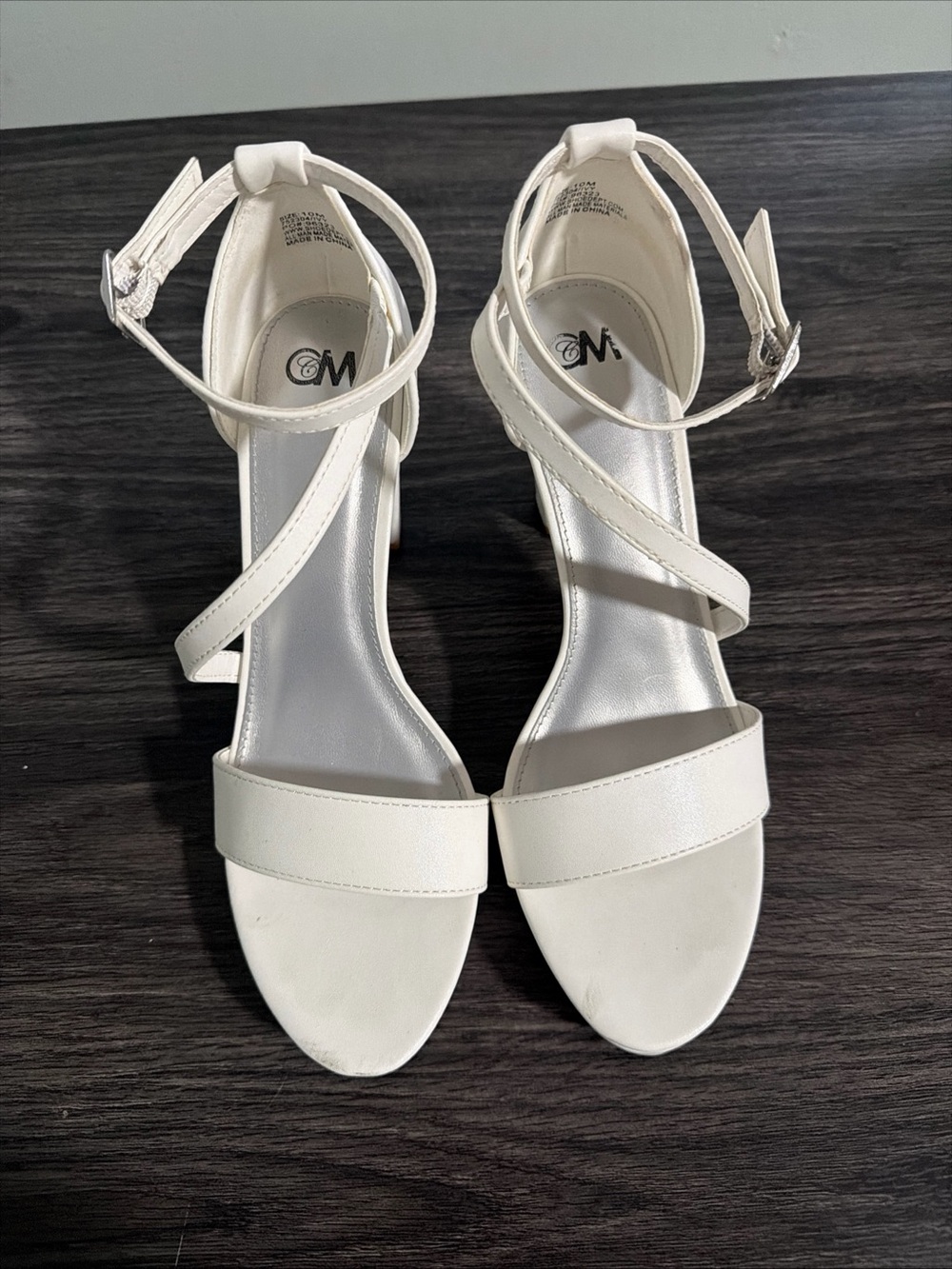 Women’s White Strappy Ankle-Heel Sandals